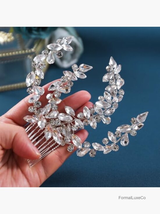 Rhinestone Bridal Hair Comb Wedding Headpiece Handmade Hair Accessory main image 6